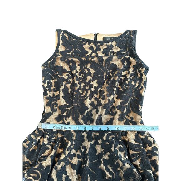 Tadashi Shoji Black Nude Lace‎ Cocktail Hour Evening Peplum Mini Dress Size 8 - Picture 11 of 12